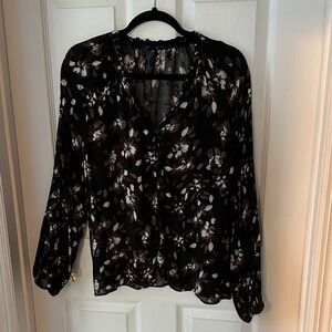 Floral Black/White/Brown Women's Top